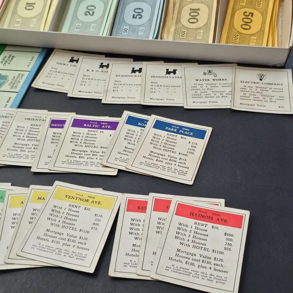 Vtg 1961 Monopoly Parker Brothers Board Game Nearly Complete Metal Pieces